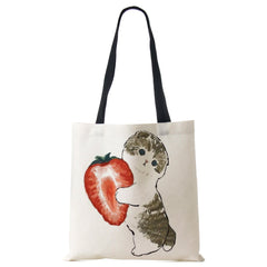 Cartoon Cat Women Tote Bag Casual Shopping Handbag Grocery Shoulder Travel