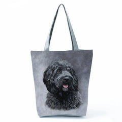 Dog Printed Women Shoulder Bag High Capacity Portable Cartoon Tote