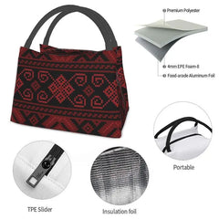 Palestinian Jordanian Embroidery Tatreez Insulated Lunch Bag for Women