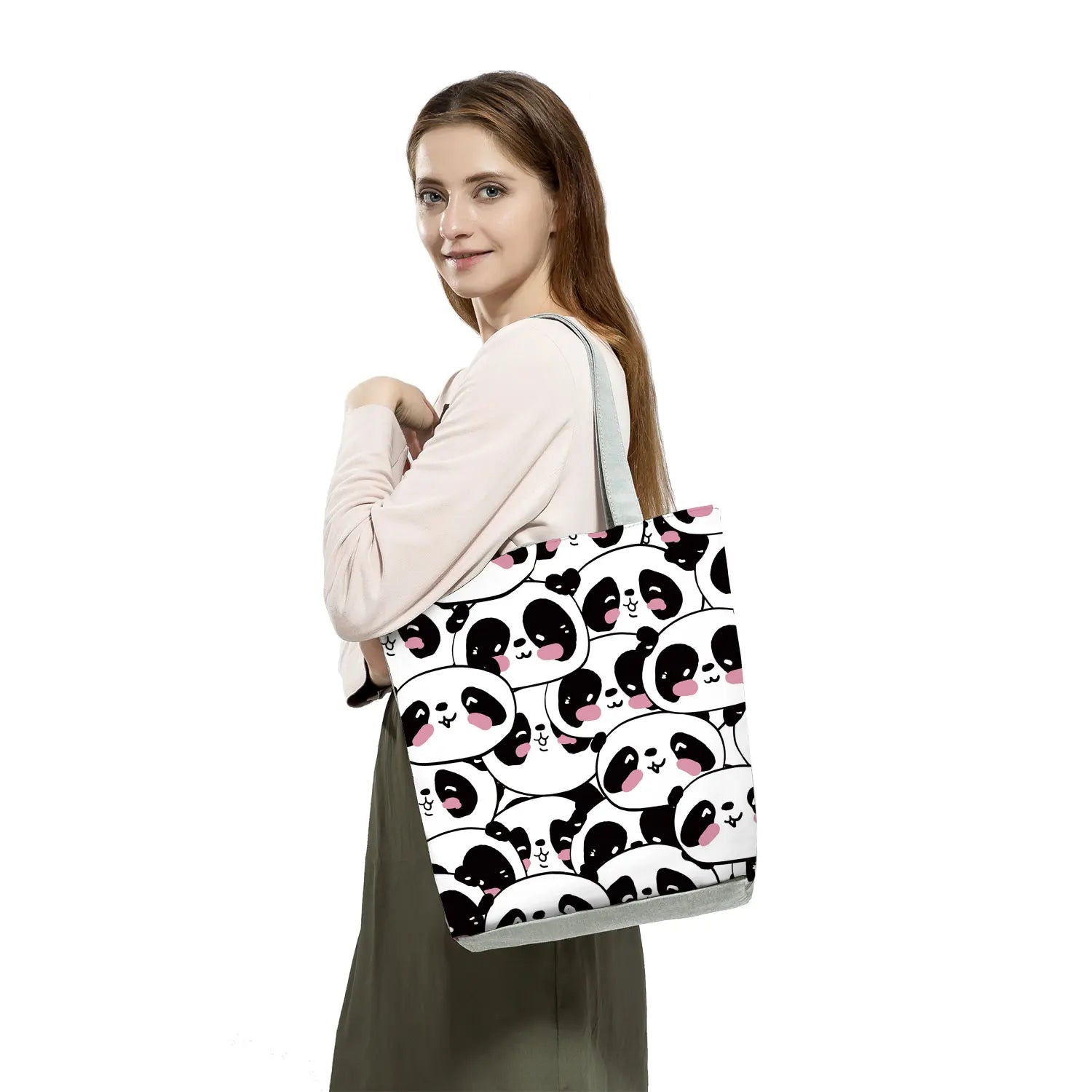 Panda Cartoon Animal Handbags Eco Friendly High Capacity Women Shoulder Bag