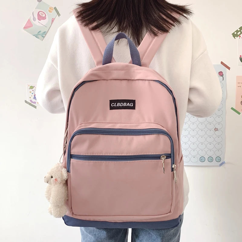 Panelled Backpack Women Preppy Style School Backpack For Teenage Girls