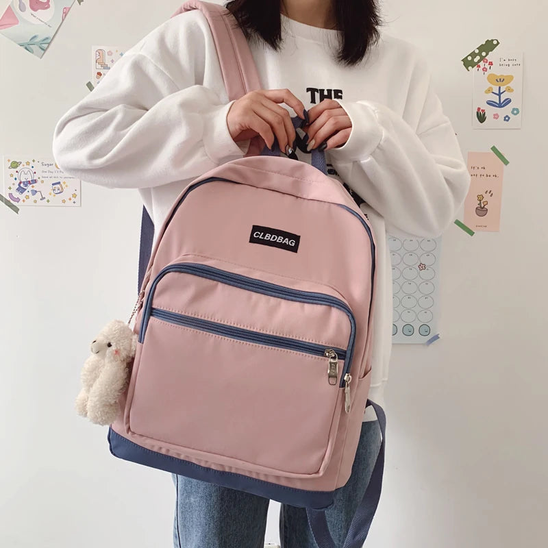 Panelled Backpack Women Preppy Style School Backpack For Teenage Girls