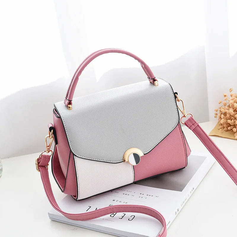 Panelled Casual Style Slim Shoulder Bag Women Synthetic Leather Female Purse Gir