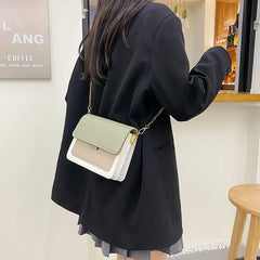 Women's Panelled Crossbody Bag Leather Messenger Shoulder Handbag