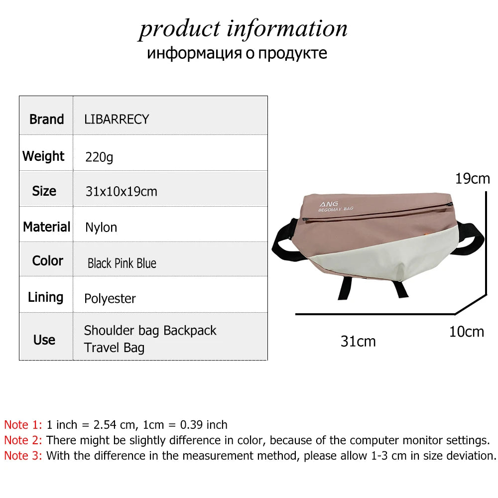 Women's Panelled Chest Bag High Nylon Shoulder Messenger Sac A Main