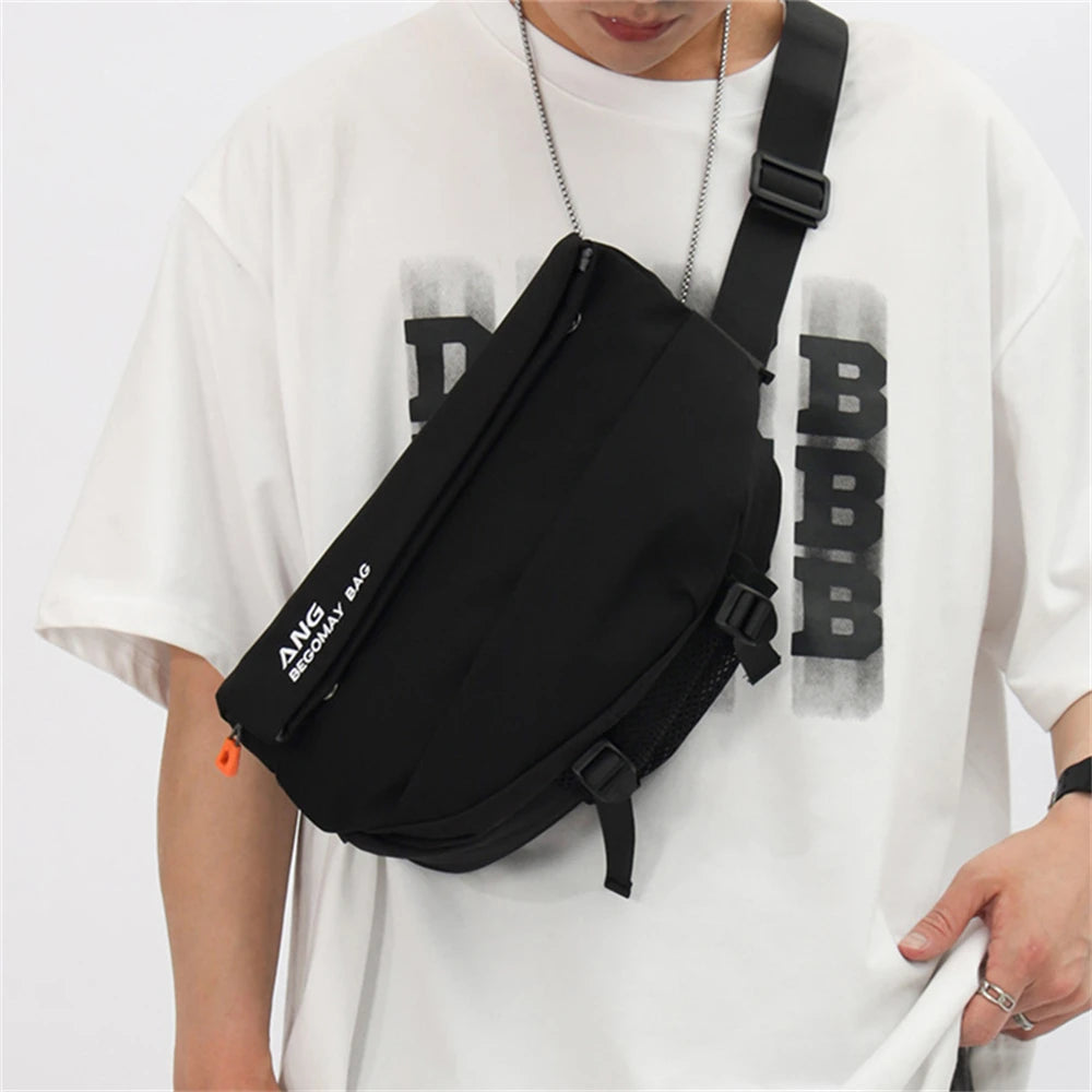 Women's Panelled Chest Bag High Nylon Shoulder Messenger Sac A Main