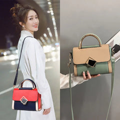 Panelled Patchwork Small Women Handbag Female Shoulder Bag Casual Flap Crossbody