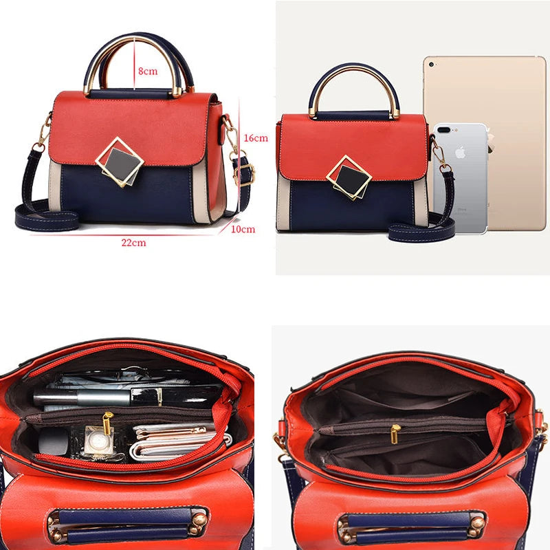 Panelled Patchwork Small Women Handbag Female Shoulder Bag Casual Flap Crossbody