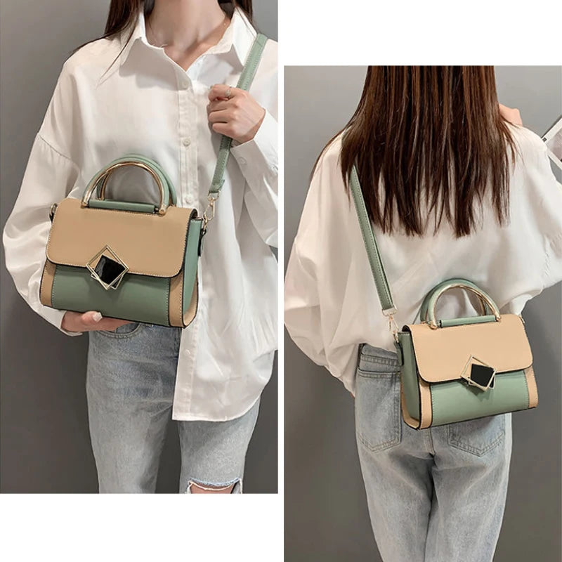 Panelled Patchwork Small Women Handbag Female Shoulder Bag Casual Flap Crossbody