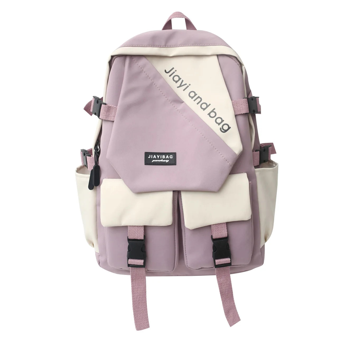 Panelled Pattern Nylon Women Backpack Large Bag Schoolbag for Teenage Girls