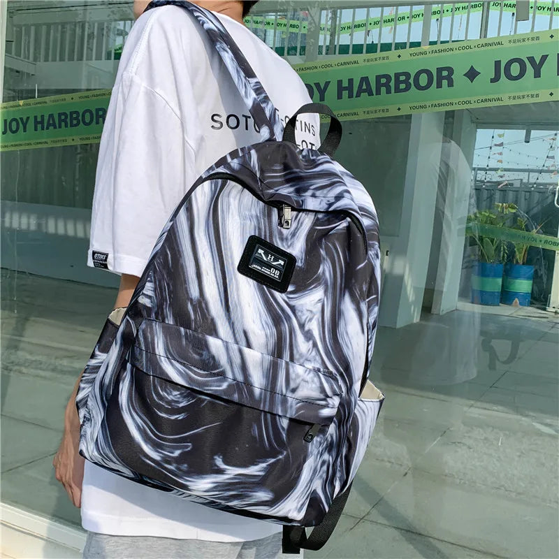 Panelled Print Backpacks for Men Women Daypack Mochila Female Backpack