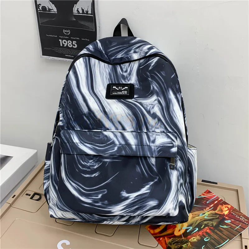 Panelled Print Backpacks for Men Women Daypack Mochila Female Backpack