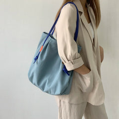Panelled Shoulder Bags Women Daily School Large Capacity Nylon Bag