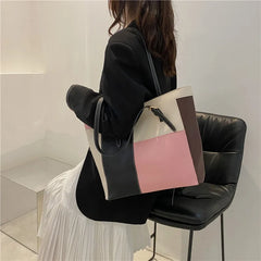 Panelled Shoulder Bags Women High PU Leather Underarm Handbag Plaid Trending