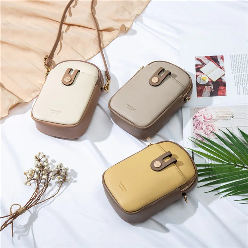 Panelled Small Crossbody Bag Soft Pu Leather Mini Shoulder Messenger Phone Purse
