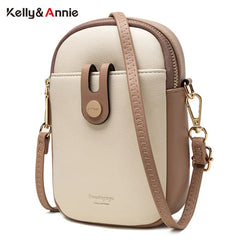 Panelled Small Crossbody Bag Soft Pu Leather Mini Shoulder Messenger Phone Purse
