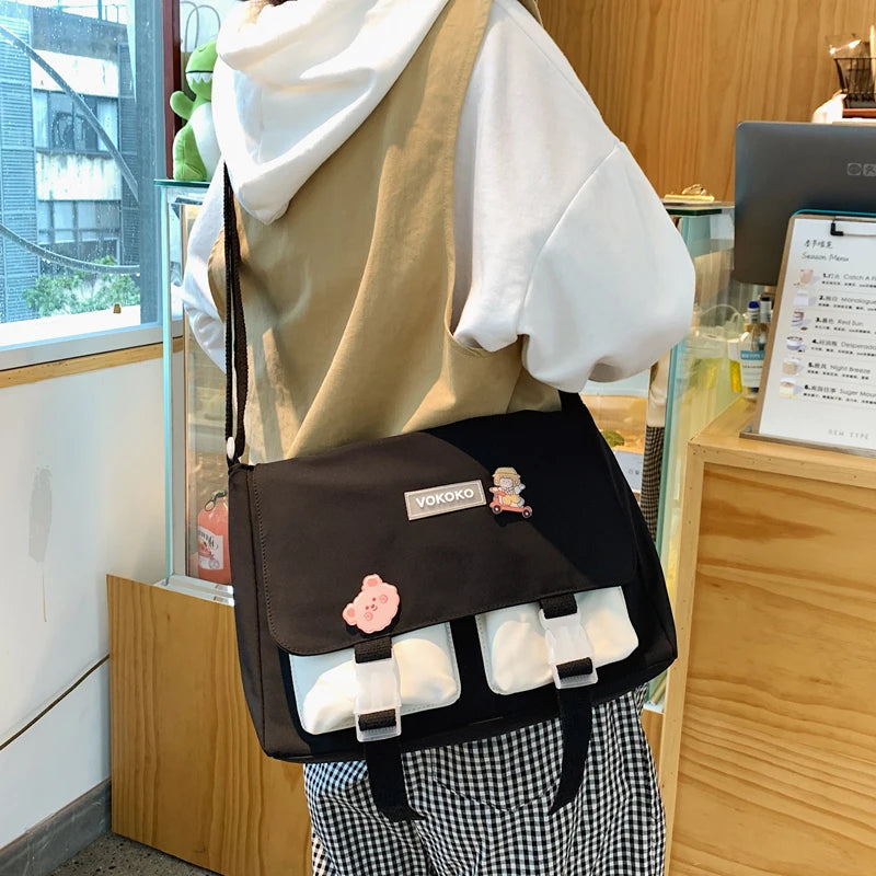 Panelled Women Bags Japanese Girl Crossbody Bag Large Capacity Student