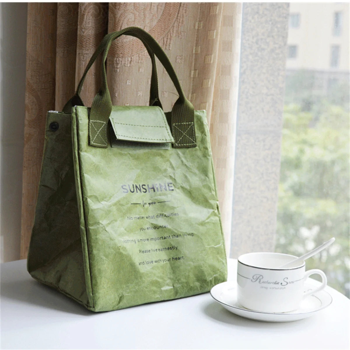 Waterproof Insulated Paper Lunch Bag Aluminum Foil Japanese Handbag