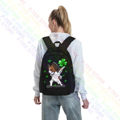 Papillion Dog Dabbing Large Backpack Lucky Irish Shamrock