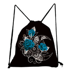Rose Printed Drawstring Backpack for Students - Party Birthday Wedding Gift