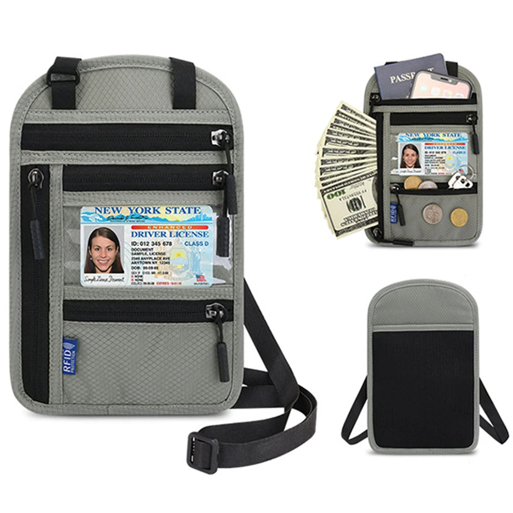 Passport Bag Neck Messenger Shoulder Storage 23.5*15cm