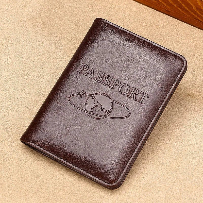 RFID Blocking Leather Passport Holder Travel Wallet