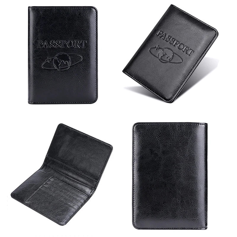 RFID Blocking Leather Passport Holder Travel Wallet