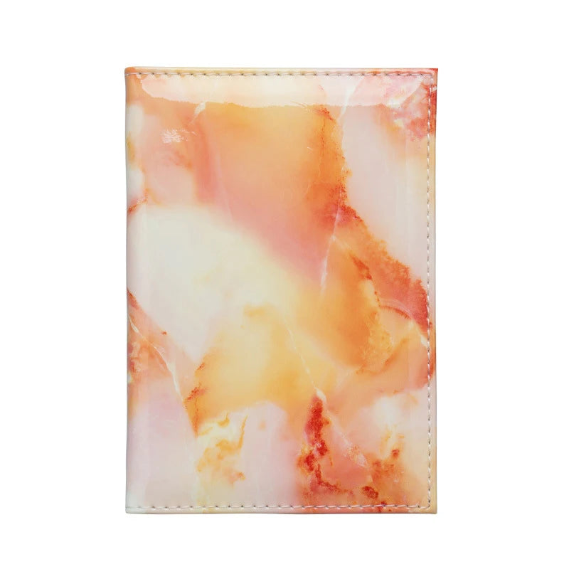Marble Passport Ticket Clip Cover Pink PU Leather Women Purse Traval Bags