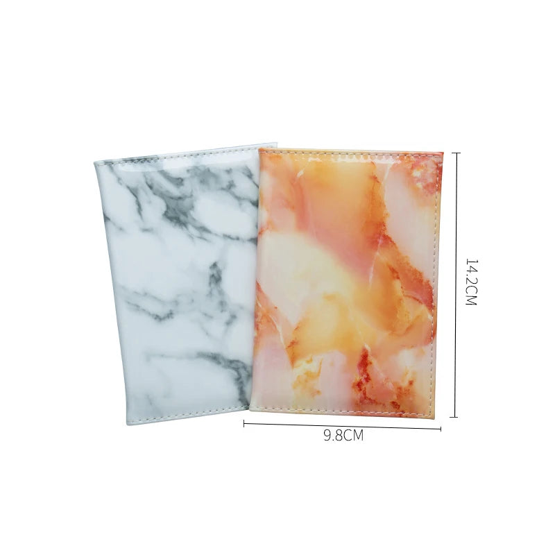 Marble Passport Ticket Clip Cover Pink PU Leather Women Purse Traval Bags