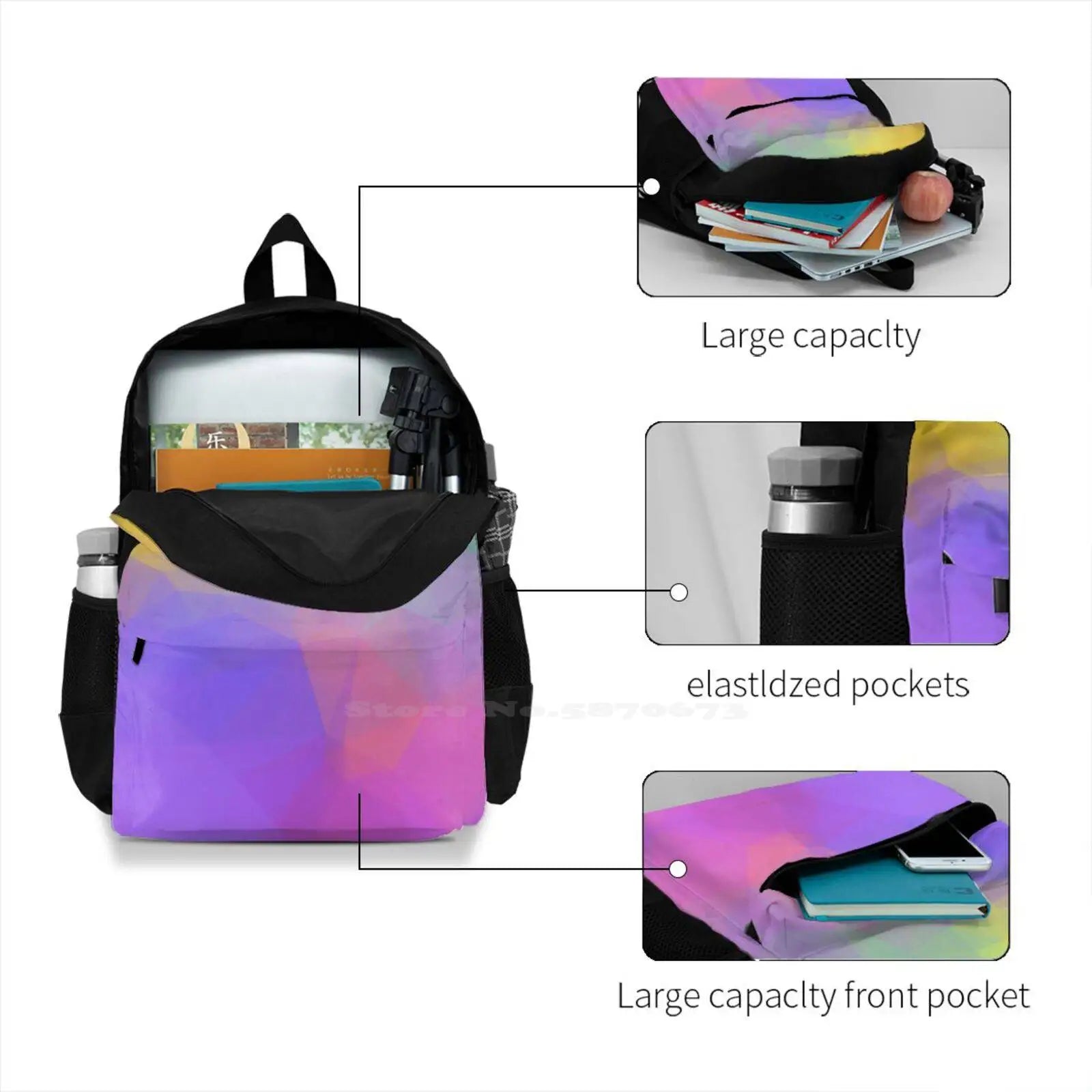 Pastel Floral Folk Art School Bags For Teenage Girls