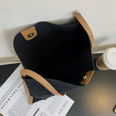 Patchwork Canvas Shoulder Bag Women Big Capacity College Students Bookbag