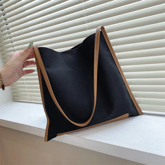 Patchwork Canvas Shoulder Bag Women Big Capacity College Students Bookbag