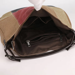 Women's Patchwork Canvas Handbag Large Capacity Shopping Bag