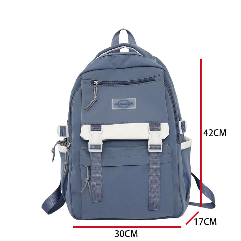 Patchwork Nylon Women Backpack Travel Bag Teenage Girls High Schoolbag