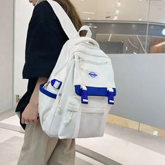 Patchwork Nylon Women Backpack Travel Bag Teenage Girls High Schoolbag