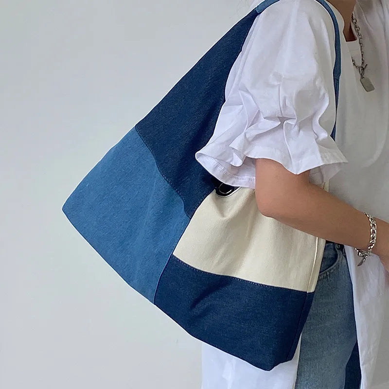 Denim Shoulder Bag Women Handbags Large Capacity Jeans Totes