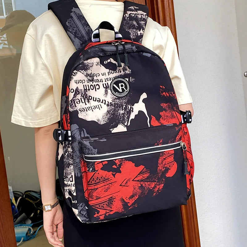 Women's Patchwork Backpack Oxford School Bag Travel Backpacks Mochila