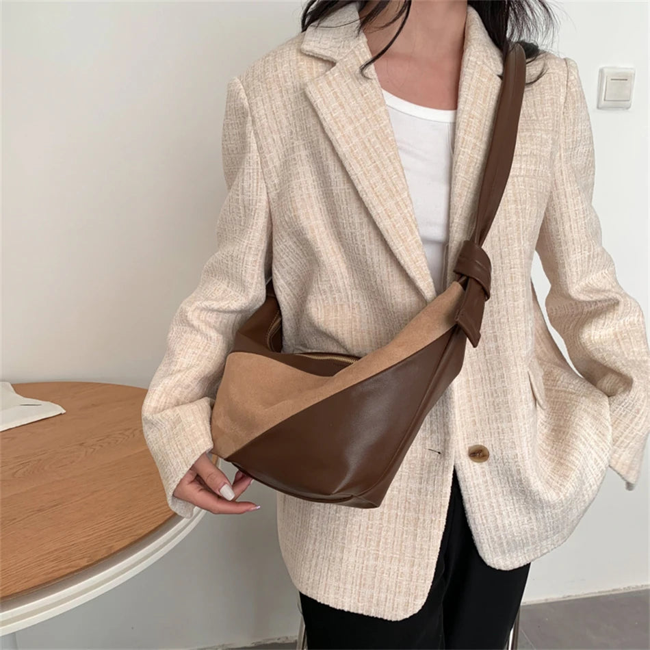 Vintage PU Leather Shoulder Bag Hobos Handbag for Women