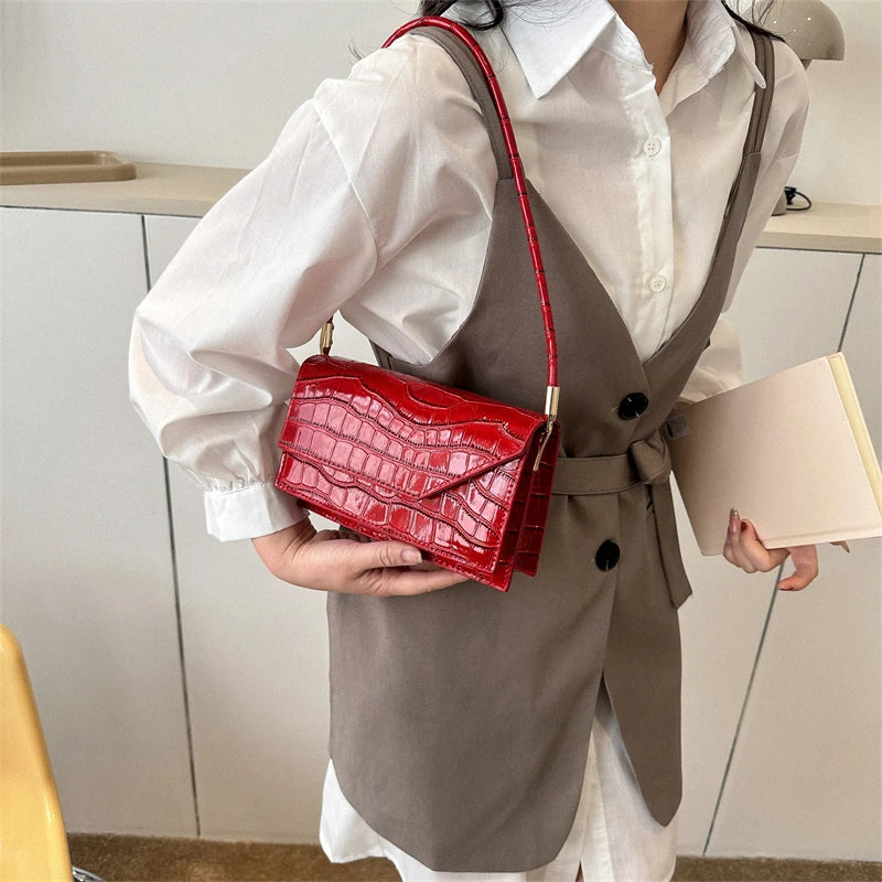 Crocodile Pattern Ladies Shoulder Bag Clutch Purse