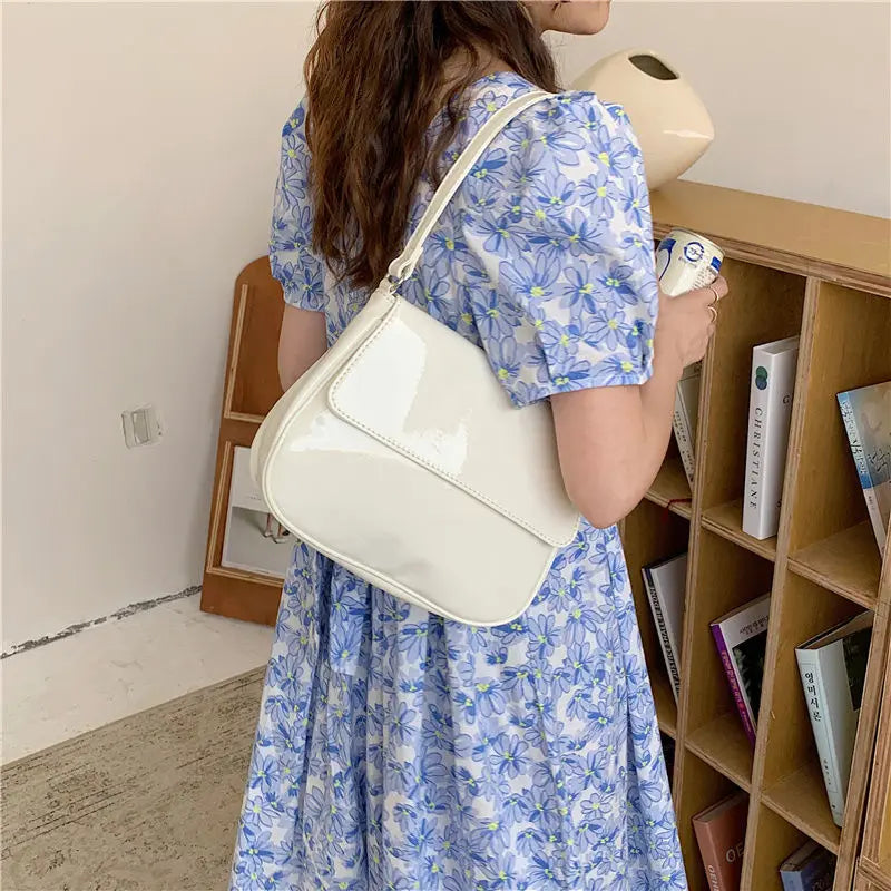 Patent Leather Shoulder Bag for Women Ladies Underarm Bags