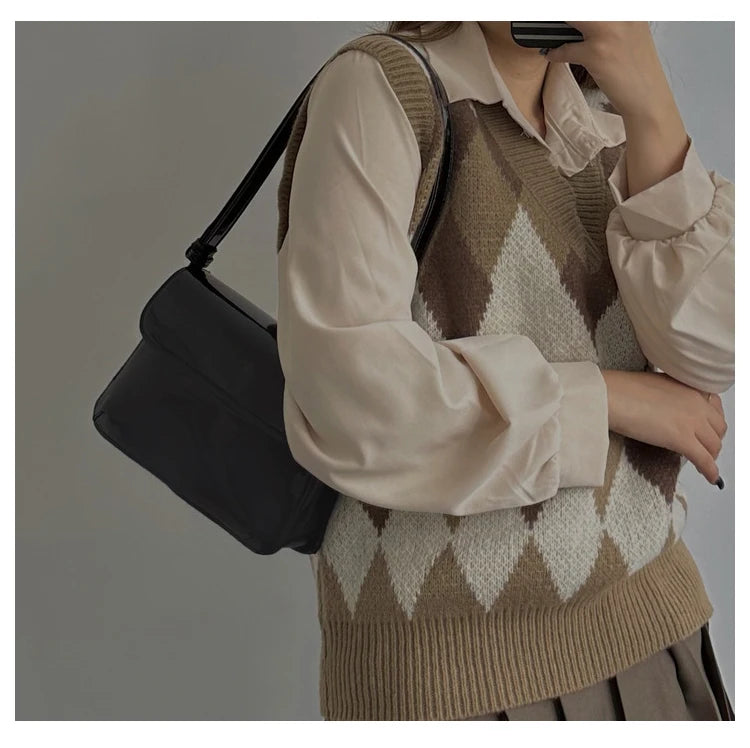 Vintage Square Shoulder Bag for Women Clutch Purse Ladies Handbag