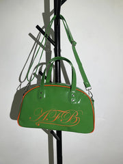 Patent Leather Women Fitness Shoulder Bag Letter Print Ladies Tote Handbags