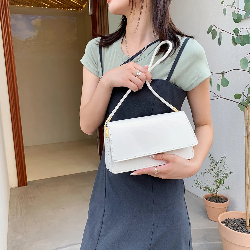 PU Leather Women Underarm Bag Solid Shoulder Bag