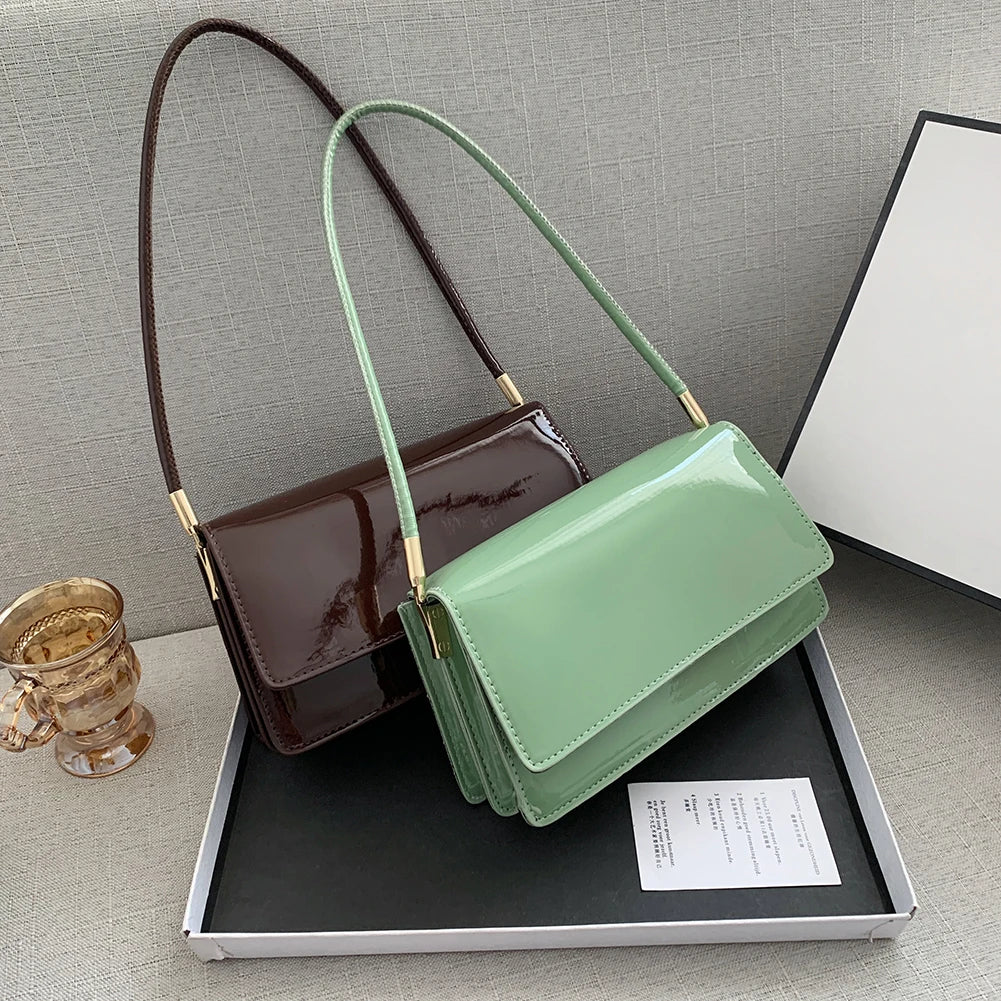 PU Leather Women Underarm Bag Solid Shoulder Bag