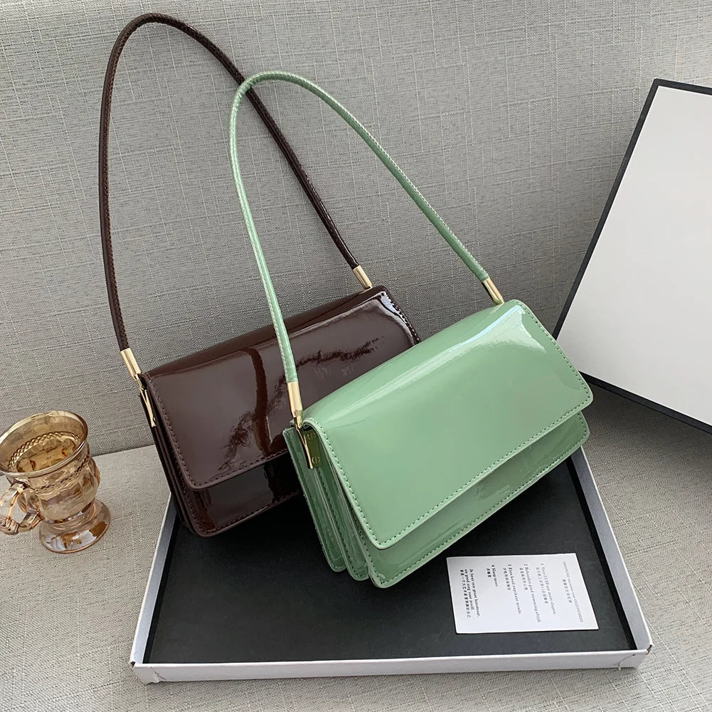 PU Leather Women Underarm Bag Ladies Shoulder Bag Small Flap Shopping Handbag