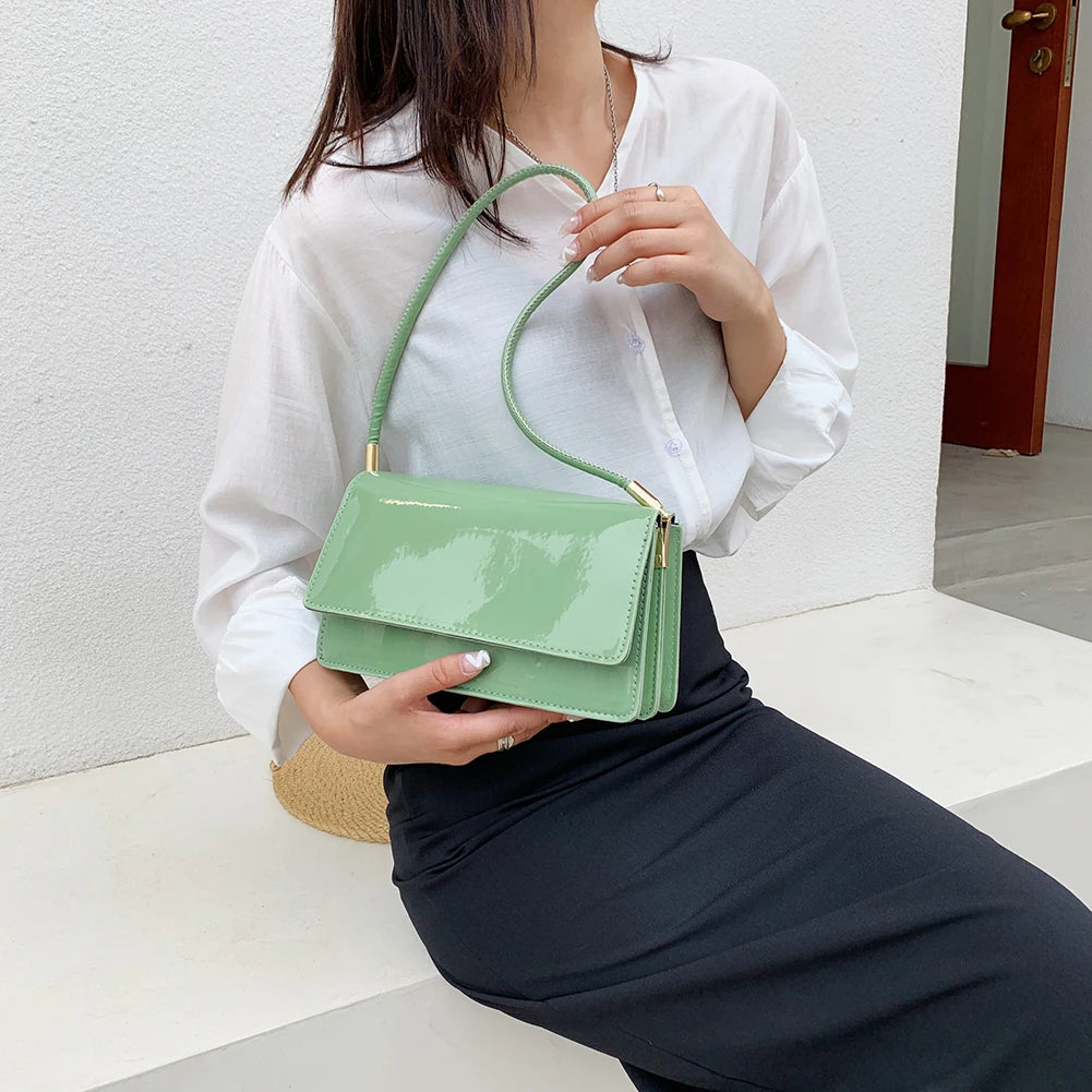 PU Leather Women Underarm Bag Solid Shoulder Bag