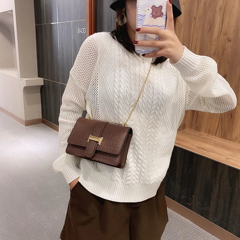 Leather Shoulder Bag Crossbody Chain Wallet Purse