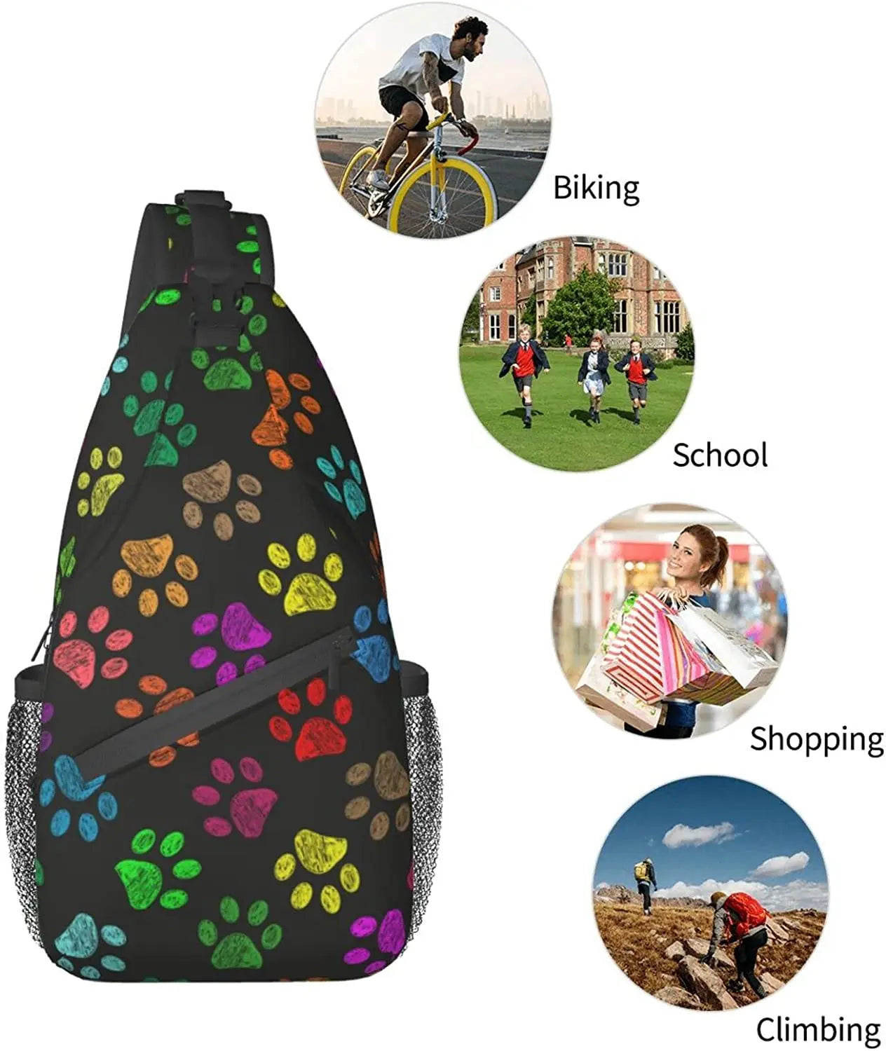 Paw Sling Bag Crossbody Travel Hiking Chest Backpack