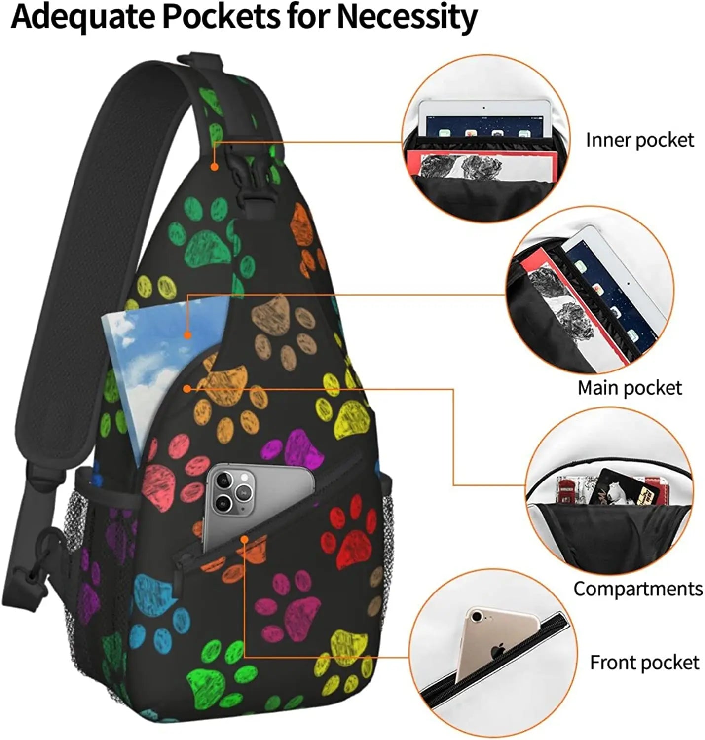 Paw Sling Bag Crossbody Travel Hiking Chest Backpack