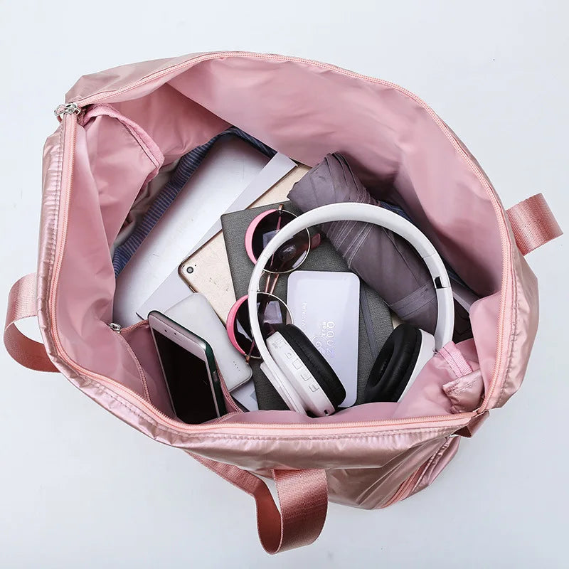 Pearlescent Fitness Travel Bag Women Hand Luggage Duffle Bags